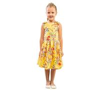Miss Lavish London Vintage Shoulder Bow Dress for Girls, Trendy Floral Print with Boho Vibes, Elegant Floral Print, Perfect for Parties and Everyday Wear, Family Gatherings, Ages 11-12 Years, Yellow