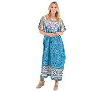 Miss Lavish London Women's Kaftan Dress UK - Plus Size Kaftan Dresses, Long Full-Length Beach Cover Up - Bohemian Holiday Wear, Modest Caftan Style, Summer Kaftans for Beach & Resort-Aqua-Jewel,L
