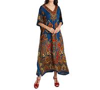 Miss Lavish London Women's Kaftan Dress UK - Plus Size Kaftan Dresses, Long Full-Length Beach Cover Up - Bohemian Holiday Wear, Modest Caftan Style, Summer Kaftans for Beach & Resort-Teal,18-22(102)