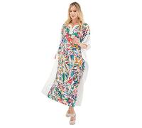 Miss Lavish London Women's Kaftan Dress UK - Plus Size Kaftan Dresses, Long Full-Length Beach Cover Up - Bohemian Holiday Wear, Modest Caftan Style, Summer Kaftans for Beach & Resort-White Camo,3XL