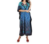 Miss Lavish London Women's Kaftan Dress UK - Plus Size Kaftan Dresses, Long Full-Length Beach Cover Up - Bohemian Holiday Wear, Modest Caftan Style, Summer Kaftans for Beach & Resort-Blue, S(101)
