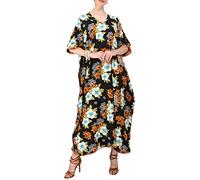 Miss Lavish London Women's Kaftan Dress UK - Plus Size Kaftan Dresses, Long Full-Length Beach Cover Up - Bohemian Holiday Wear, Modest Caftan Style, Summer Kaftans for Beach & Resort-Black10-16(124)