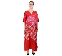 Miss Lavish London Women's Kaftan Dress UK - Plus Size Kaftan Dresses, Long Full-Length Beach Cover Up - Bohemian Holiday Wear, Modest Caftan Style, Summer Kaftans for Beach & Resort-Red10-16(134)