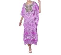 Miss Lavish London Women's Kaftan Dress UK - Plus Size Kaftan Dresses, Long Full-Length Beach Cover Up - Bohemian Holiday Wear, Modest Caftan Style, Summer Kaftans for Beach & Resort-Purple(131)