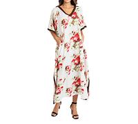 Miss Lavish London Women's Kaftan Dress UK - Plus Size Kaftan Dresses, Long Full-Length Beach Cover Up - Bohemian Holiday Wear, Modest Caftan Style, Summer Kaftans for Beach & Resort-Creme, S(116)