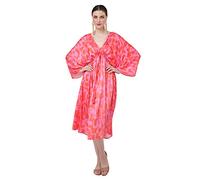 Miss Lavish London Women's Kaftan Dress UK - Plus Size Kaftan Dresses, Long Full-Length Beach Cover Up - Bohemian Holiday Wear, Modest Caftan Style, Summer Kaftans for Beach & Resort-Vermillion,XL