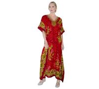 Miss Lavish London Women's Kaftan Dress UK - Plus Size Kaftan Dresses, Long Full-Length Beach Cover Up - Bohemian Holiday Wear, Modest Caftan Style, Summer Kaftans for Beach & Resort-Red, L(601)