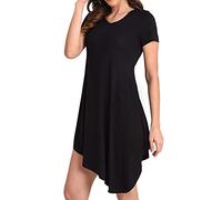 Miss Lavish London Women's Short Flowy Casual Dress - Black Boho Chic Asymmetrical Hem, V-Neck Short Sleeve Summer Sundress 2024, Lightweight Comfortable Dresses, Perfect for Graduation, XX-Large