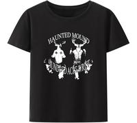 MISS LILLY GODI Vintage Short Sleeved Casual Men's Tops Streetwear Scary Halloween Shirts Graveyard I Love Haunted Mound T-Shirts Black S