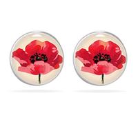 Miss Lovie Poppy Women's Ear Stud Earrings 12 mm Cabochon Earrings Red
