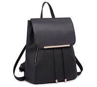 Miss Lulu Backpack Women Small Waterproof Backpack City Backpack Backpack Women Modern Backpack Women PU Leather for Travel Work School (Black)