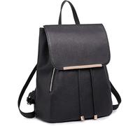 Miss Lulu Backpack Women Small Waterproof Backpack City Backpack Backpack Women Modern Backpack Women PU Leather for Travel Work School (Black)