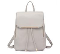 Miss Lulu Backpack Womens Fashion Backpacks Light Grey Backpack Ladies PU Leather Waterproof Daypack Medium School Work Travel