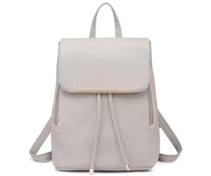 Miss Lulu Backpack Womens Fashion Backpacks Light Grey Backpack Ladies PU Leather Waterproof Daypack Medium School Work Travel