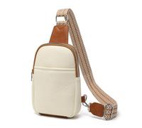 Miss Lulu Cross body Bag Women Anti Theft Sling Bag Chest Bag Shoulder Bag with Guitar Strap PU Leather Travel (Beige/Brown)