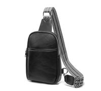 Miss Lulu Cross body Bag Women Anti Theft Sling Bag Chest Bag Shoulder Bag with Guitar Strap PU Leather Travel (Black)