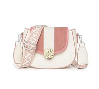 Miss Lulu Crossbody Bags for Women,Ethnic Style PU Leather with Adjustable Strap,Ideal for Casual Outings, Work Commutes & Day Trips (Pink)