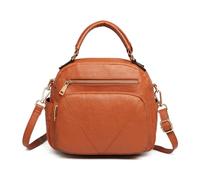 Miss Lulu Elegant Women's Fashion Handbag, Leather Shoulder Bag with Multiple Compartments, Ideal Crossbody Bag for Travel and Everyday Use, Medium Size (Brown)