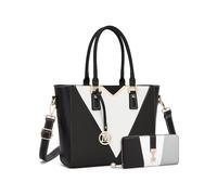 Miss Lulu Handbag and Purse Set for Women, Colour-Block PU Leather Tote Bag