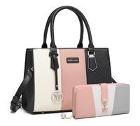 Miss Lulu Handbag and Purses for Women, Top Handle Bags 2 Pieces Set in Waterproof PU Leather, Ladies Shoulder Bags