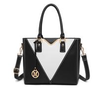 Miss Lulu Handbag for Women, V-Shaped PU Shoulder Bag with Adjustable Strap | V-Shaped Colour-Block Design, Organised Storage & 3 Ways to Carry for Work and Everyday Use