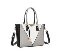 Miss Lulu Handbag for Women, V-Shaped PU Shoulder Bag with Adjustable Strap | V-Shaped Colour-Block Design, Organised Storage & 3 Ways to Carry for Work and Everyday Use