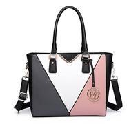 Miss Lulu Handbag for Women, V-Shaped PU Shoulder Bag with Adjustable Strap | V-Shaped Colour-Block Design, Organised Storage & 3 Ways to Carry for Work and Everyday Use
