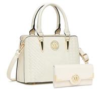 Miss Lulu Handbag for Women with Purse Set, Top Handle Bag with M Logo on The Front, PU Leather, Golden Hardware