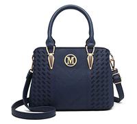 Miss Lulu Handbag for Women, Woven and Chevron Pattern, M Logo on the Front, Top Handle or Shoulder Bag, Golden Hardware