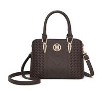 Miss Lulu Handbag for Women, Woven Chevron Top Handle Shoulder Bag | Pebbled PU leather handbag with woven chevron detail, detachable strap, four carry options and space for a 9.7-inch tablet