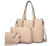Miss Lulu Handbag Ladies Shopper Shoulder Bag Large Tote Bag Tote for School Shopping Travel PU Leather 3 Piece Set