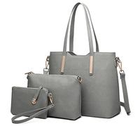 Miss Lulu Handbag Ladies Shopper Shoulder Bag Large Tote Bag Tote for School Shopping Travel PU Leather 3 Piece Set