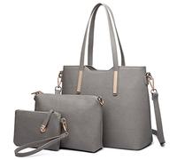 Miss Lulu Handbag Ladies Shopper Shoulder Bag Large Tote Bag Tote for School Shopping Travel PU Leather 3 Piece Set