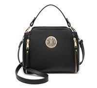 Miss Lulu Handbags for Women Cross Body Bag Girls Fashion Shoulder Bag PU Leather Top Handle (Black)