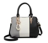 Miss Lulu Handbags for Women Shoulder Bags with Pearl and Bow Charm Top Handle Bag with Removable Shoulder Strap