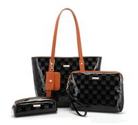 Miss Lulu Women's S1719 Tote Bag, Black&Brown, Einheitsgröße