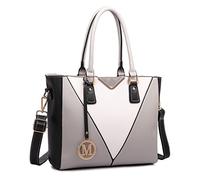 Miss Lulu Handbags for Women, V-Shape Shoulder Tote Bag, Lightweight Leather Look Medium Handbag