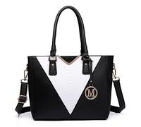 Miss Lulu Handbags for Women, V-Shape Shoulder Tote Bag, Lightweight Leather Look Medium Handbag