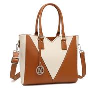 Miss Lulu Handbags for Women, V-Shape Shoulder Tote Bag, Lightweight Leather Look Medium Handbag