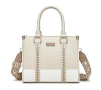 Miss Lulu Handbags for Women with Wide Woven Shoulder Strap Top Handle Bags Crossbody Bag Zipper for Work Travel (Beige)