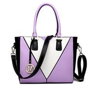 Miss Lulu Ladies’ Chic Top-handle Bag - Luxury Tote Minimalist Design - Fashion Crossbody Bag with Colour Blocking - Versatile for Business and Casual Use