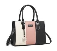 Miss Lulu Ladies Medium Three Color PU Litchi Texture Handbag Adjustable Shoulder Strap Anti-theft Zipper 4 Compartments Work School Travel