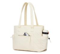Miss Lulu Quilted Tote Bag for Women, Shoulder Bag with Zip, Large Lightweight Work Bag, 16 Inch Laptop Section, Water Bottle Pocket for School College Travel