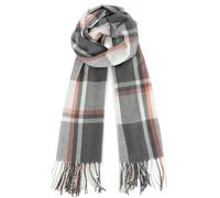 Miss Lulu Scarf for Men Plaid Check Winter Warm Soft Wool Scarves with Tassel Large Tartan Wrap (Grey)