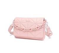 Miss Lulu Small Crossbody Bags for Women, Soft Classic Quilted Handbags with Wide Strap PU Leather Waterproof Cell Phone Shouderbag as Girl Gift (Pink)