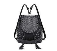 Miss Lulu Small Gothic Skulled Backpack Handbags for Women Shoulder Rucksuck with Chain Faux Leather Studded Embossed Skulls Tassels for Travel School