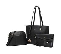Miss Lulu Tote Bag Women Handbags and Shoulder Bags Set Purse for Woman Wristlet Bag 4 Piece Handbag sets for Women, With Adjustable Shoulder Strap, Can hold A4 item, 9.7' Tablet