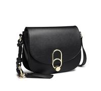 Miss Lulu Women Cross Body Bag Fashion Tassel Decoration Zipper Handbags Flap with Lock Closure Shoulder Bag (Black)