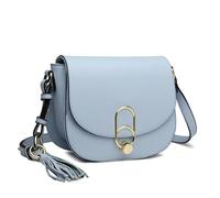 Miss Lulu Women Cross Body Bag Fashion Tassel Decoration Zipper Handbags Flap with Lock Closure Shoulder Bag (Blue)