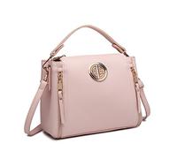 Miss Lulu Women Handbags Pu Leather Casual Travel Ladies Top Handle Crossbody Shoulder Messenger Bag Small Tote Light Golden Hardware (Pink)